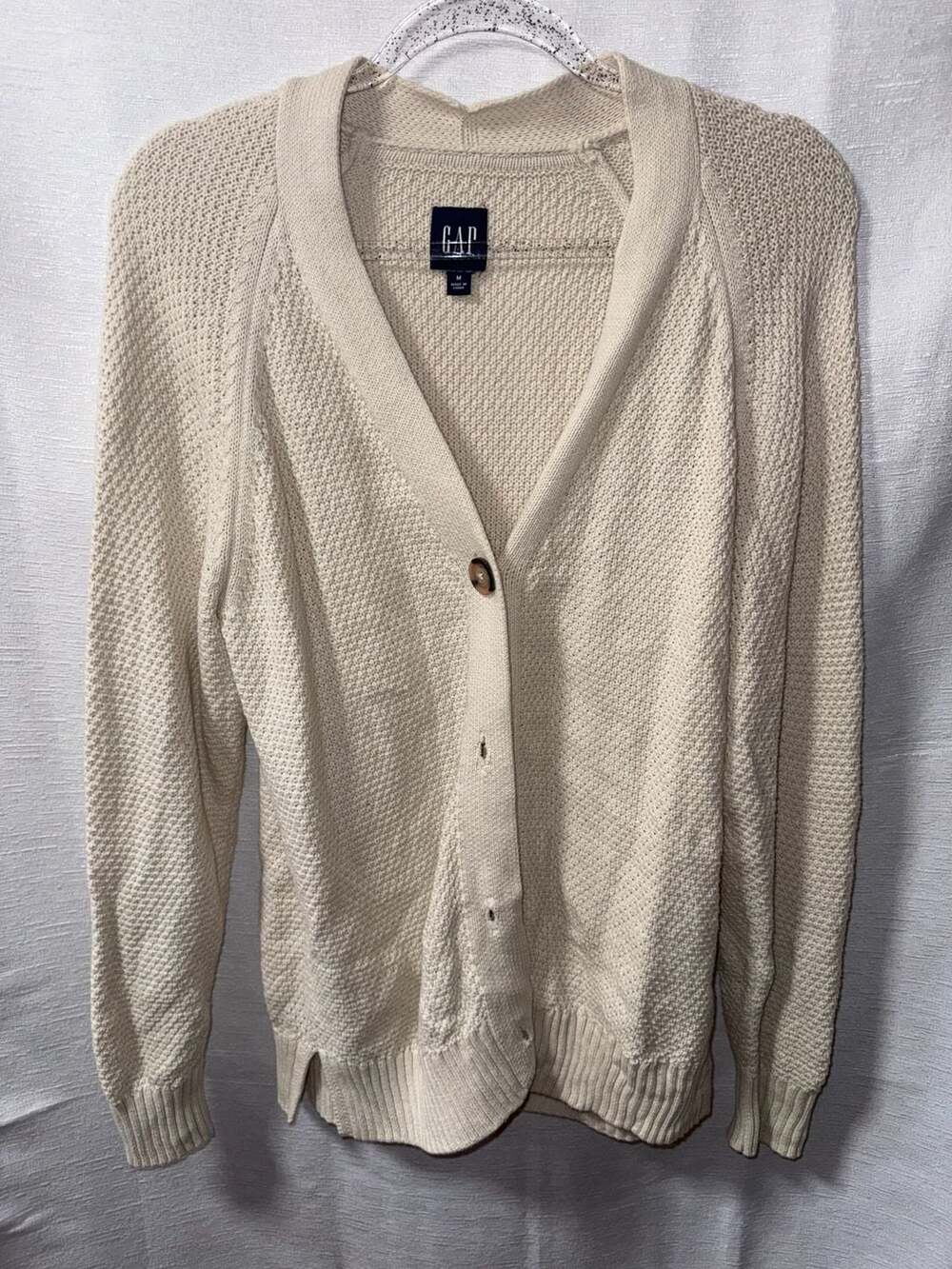 Gap Textured Shaker-Stitch Button-Down Cardigan Sweater
